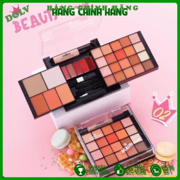 Phấn mắt Odbo Beauty in.one 2 tầng có ô son môi Thái Lan