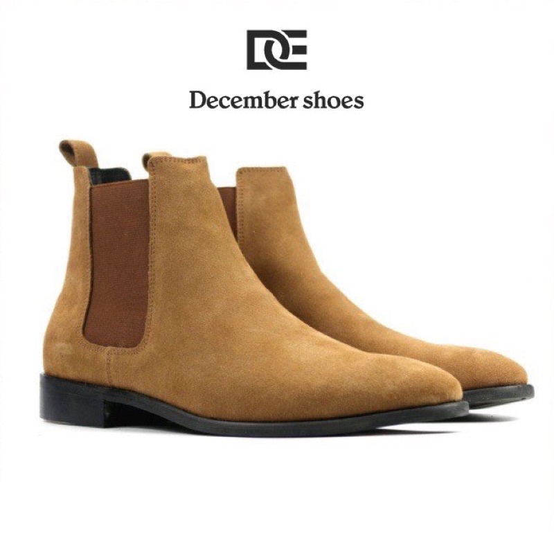 Giày Chelsea boots Tobacco da bò lộn cao cấp