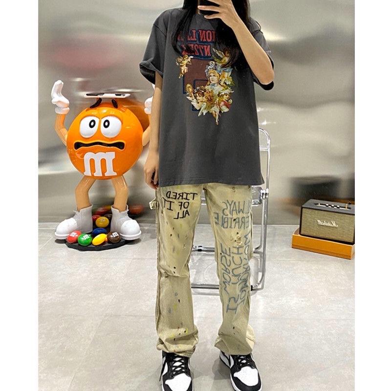 Quần Jean thêu chữ, Quần Jean hiphop vảy mực