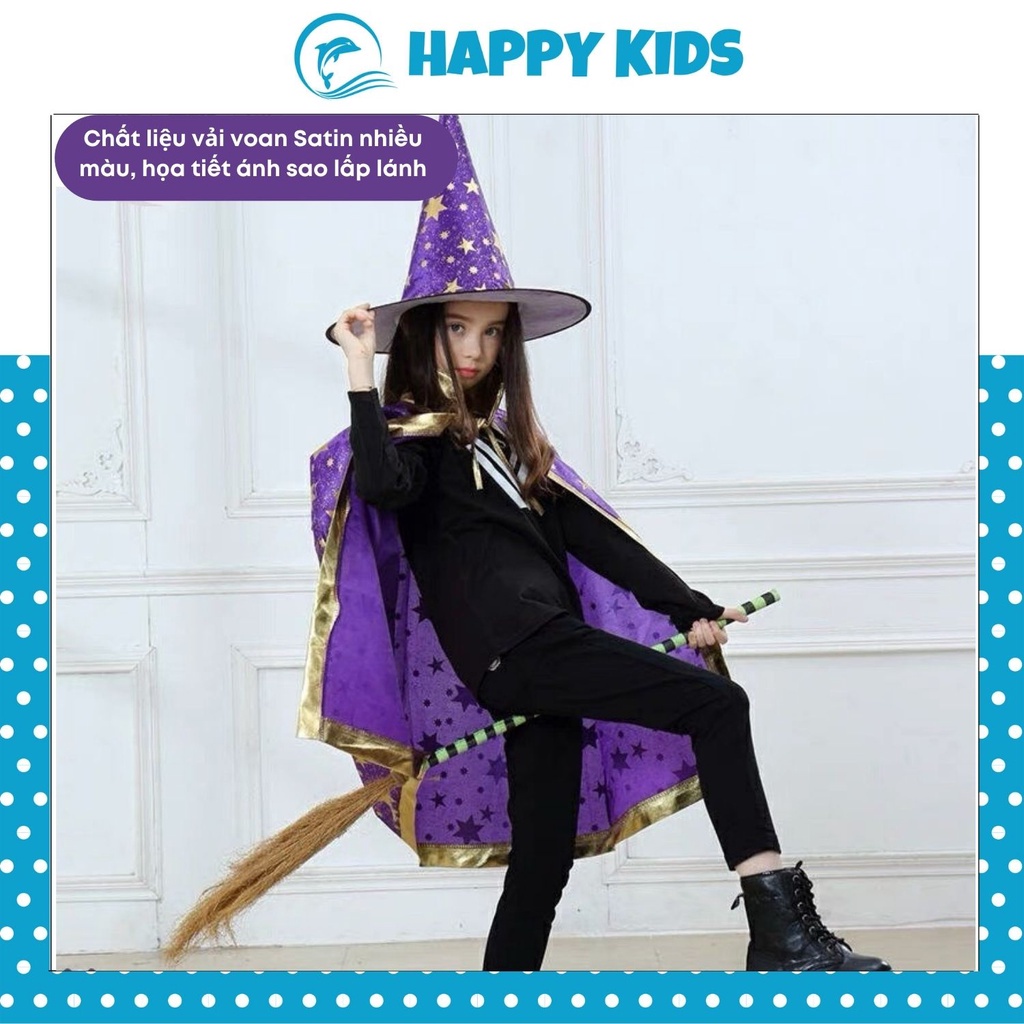 Áo Choàng Phù Thuỷ Halloween, Lễ Hội Lấp Lánh Ánh Sao Kèm Mũ Và Áo Choàng HAPPY KIDS247 BEEKIDS