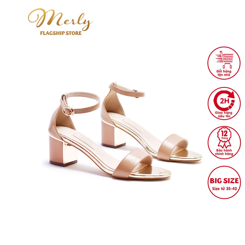 [Form To Đặt Lùi 1 Size] Giày Sandal Quai Ngang 5cm Merly 1208, Giày Đi Với Áo Dài, Giày Sandals Nữ, Giày Nữ Hàng Hiệu