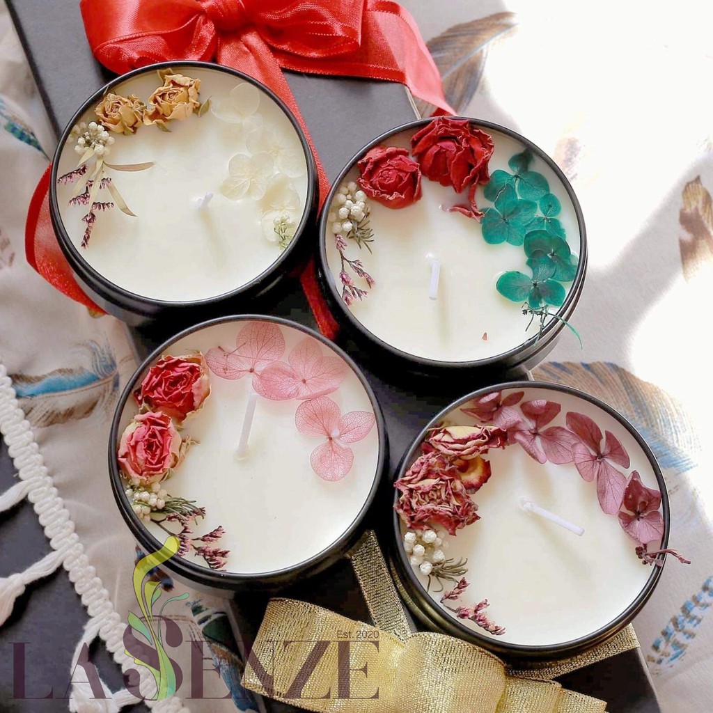 Nến Thơm Tinh Dầu không khói sáp đậu nành - Happy Flowers Scented Candle (Beautiful Gift Box)