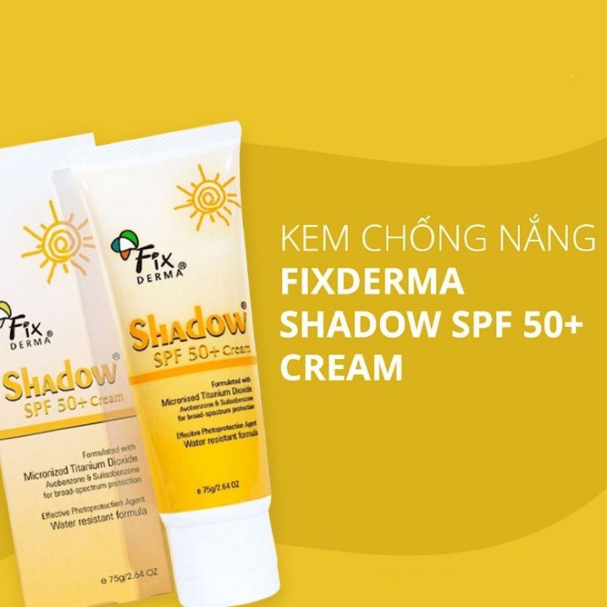 Kem chống nắng Fixderma Shadow SPF 50+ 30+, dạng kem mỏng nhẹ không gây bí da dưỡng ẩm dành cho da dầu và mọi loại da