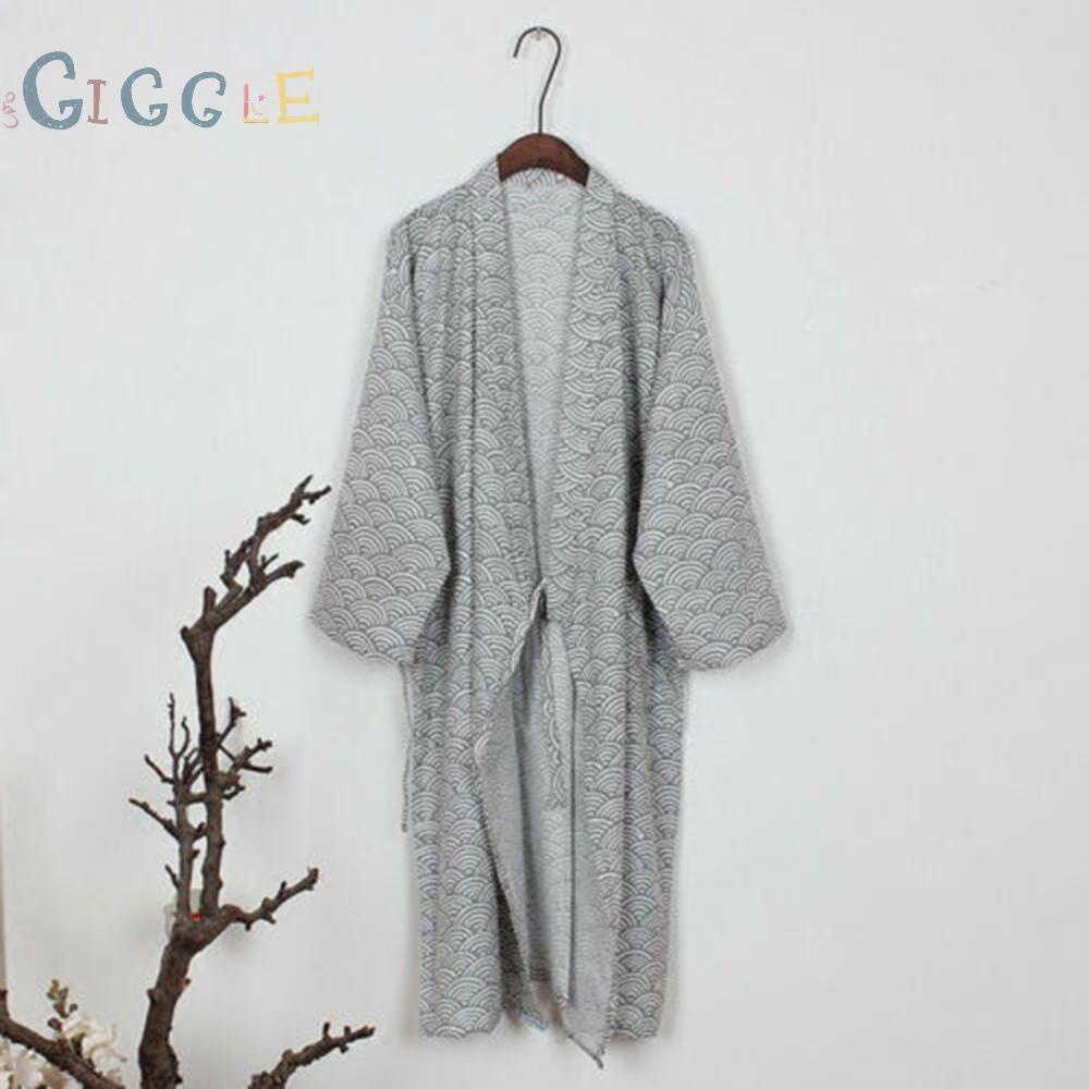Men Summer Pajamas Pure Cotton Japanese Classic Bathrobe Kimono Yukata Traditional Gown Nightwear Robe