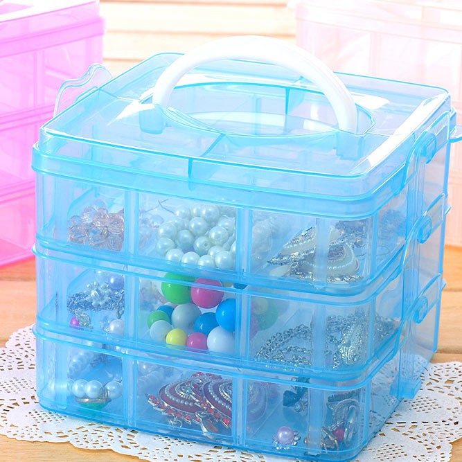Hộp Nhựa 3 Tầng 18 Ngăn đa năng - giao màu ngẫu nhiên