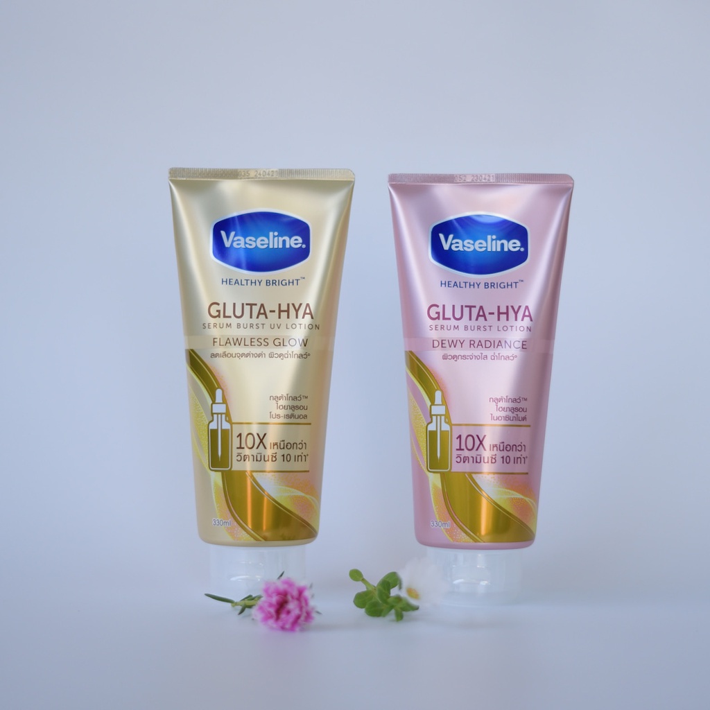 Sữa Dưỡng Thể Vaseline Trắng Da, Mờ Thâm Healthy Bright Gluta Hya Serum 10X Thái Lan 330 ml (Ngày Và Đêm)