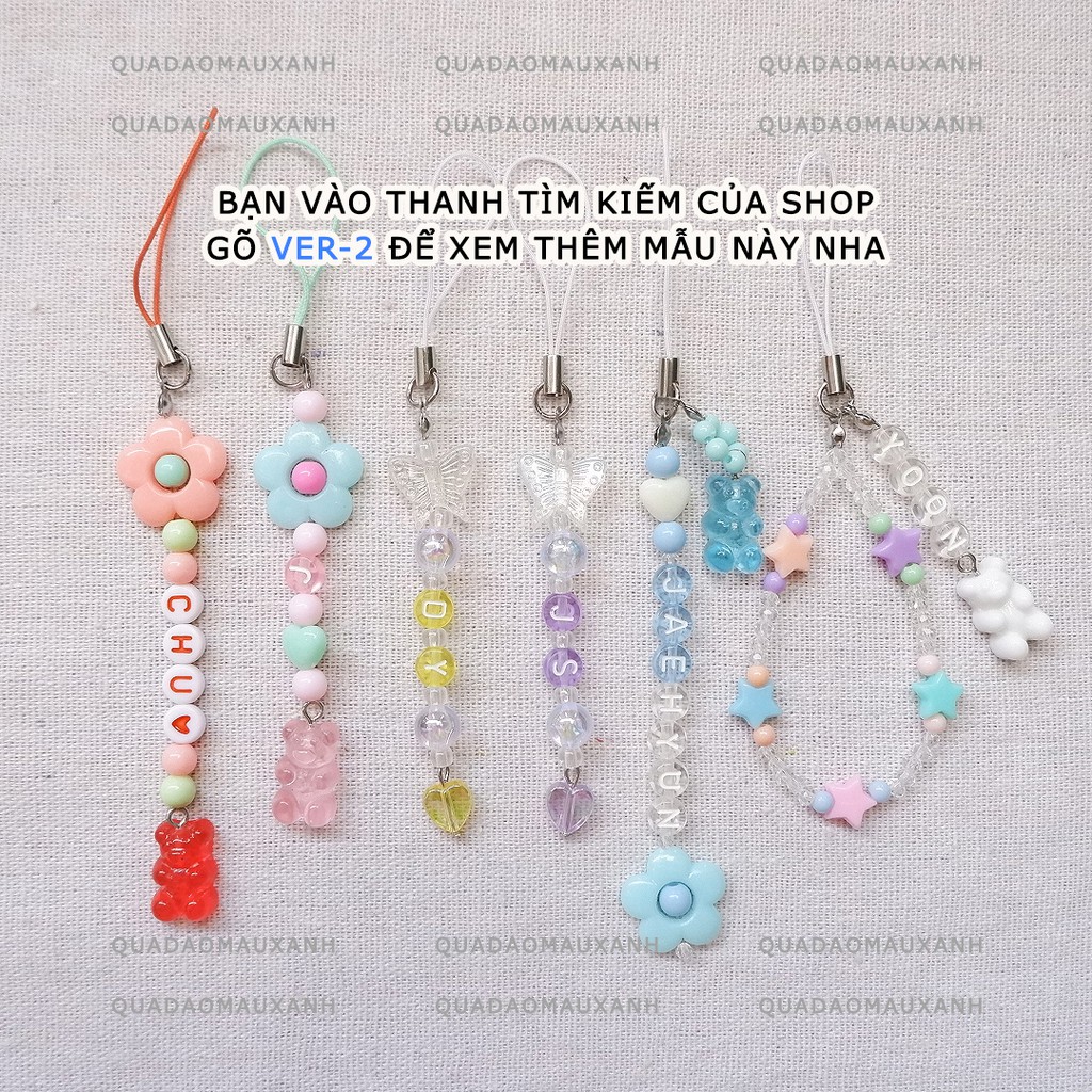 VER-1 Móc treo điện thoại phụ kiện sổ còng idol k-pop thay charm chữ cái tên theo yêu cầu #bead keyrings #beaded keyring