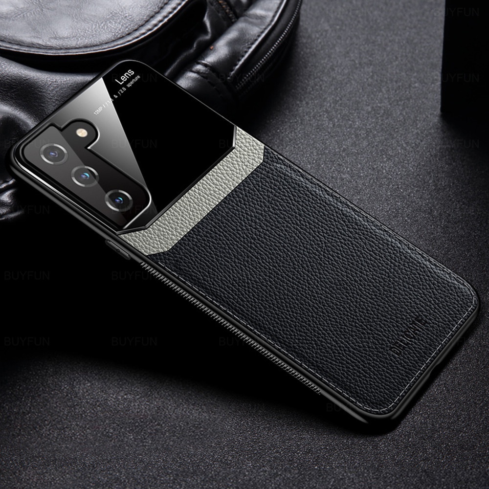 Samsung Galaxy S 20 21 22 S20 S21 FE S22 Ultra Plus Pro Case TPU Frame Shockproof  Leather Texture Acrylic Phone Covers