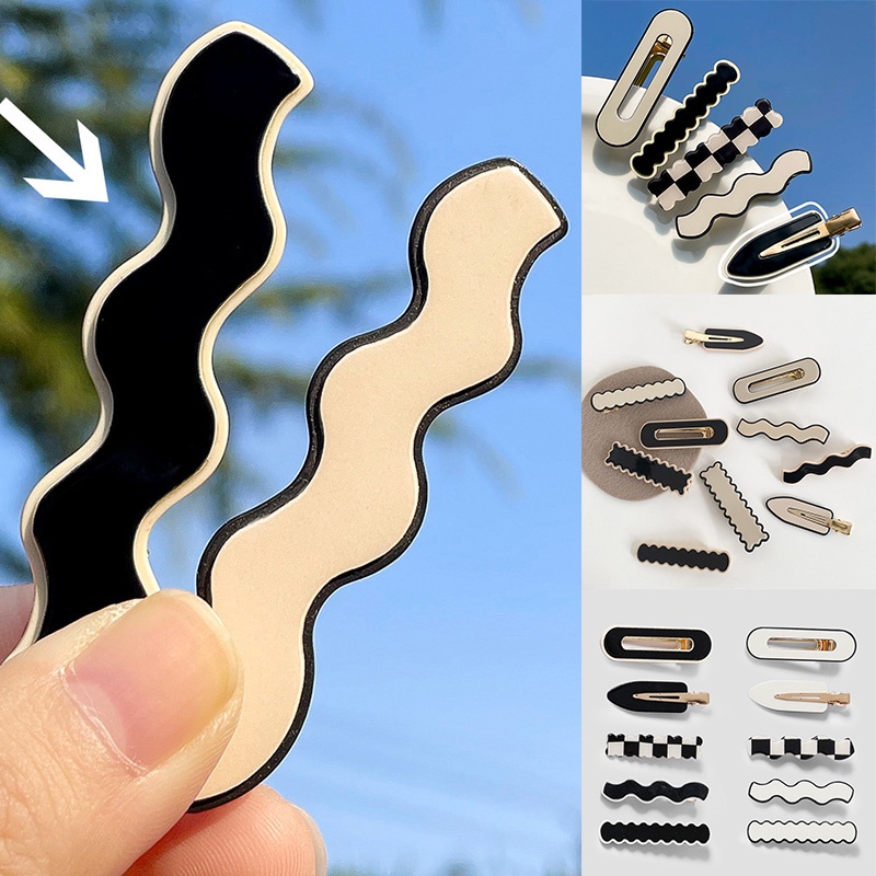 Kẹp tóc làm từ nhựa acrylic phong cách retro Hàn Quốc thời trang đơn giản cho nữ YD