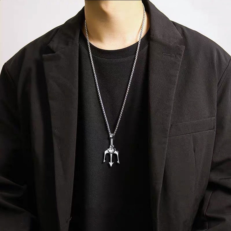 Dây chuyền Nam Bạc Đẹp Unisex Cá Tính Ngầu Thời Trang Nam Basic Trident Chain Lucifer Store Vòng Titan không gỉ Trident