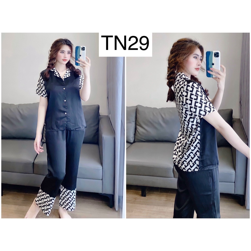 Set bộ ngủ Pizama mặc nhà- Bộ Pijama Nữ Lụa Satin TNQD Nhiều Họa Tiết Cực Xinh-Kèm Hình Thật