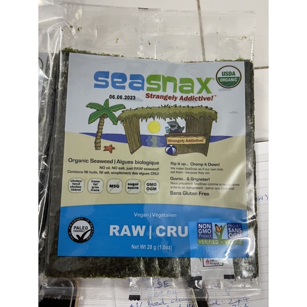 > Rong Biển thô hữu cơ 10 lá SeaSnax