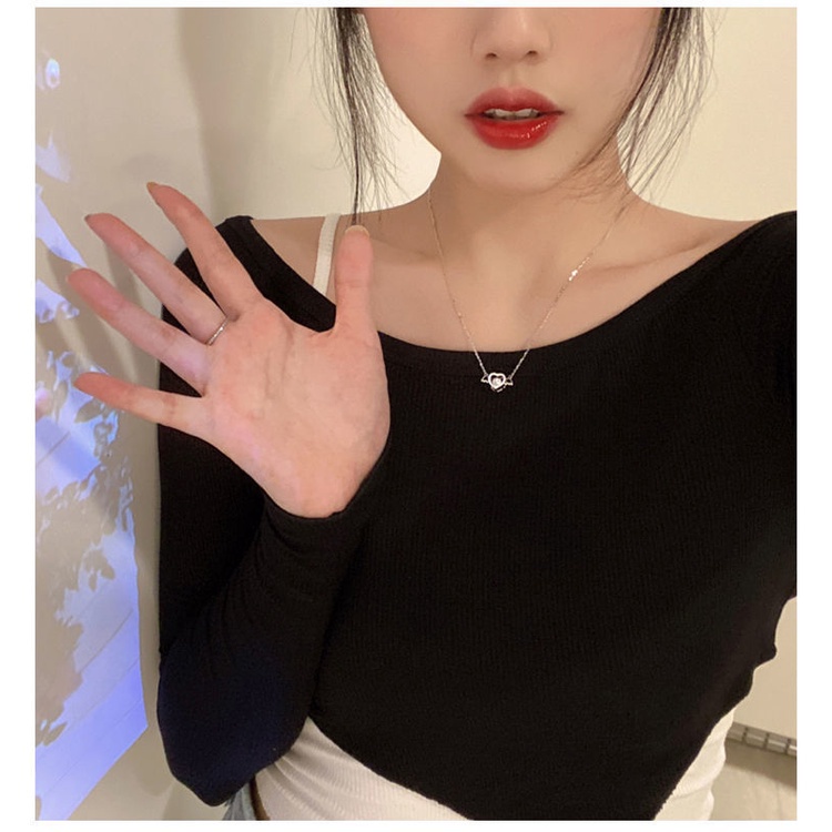 Dây chuyền mặt hình trái tim cupid phong cách Hàn Quốc thiết kế thời trang trọng lượng nhẹ 19A1319