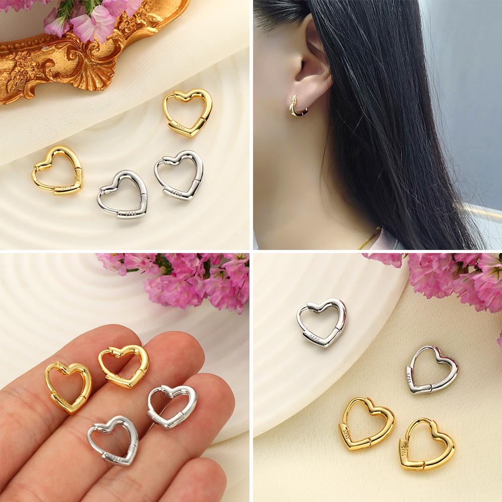 Khuyên Tai Nữ Hình Trái Tim Mạ Bạc S925