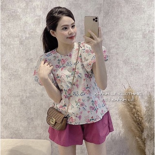 SET Áo bbdoll hoa tay bồng kèm Quần váy hồng xinh xắn⚡️Ảnh thật