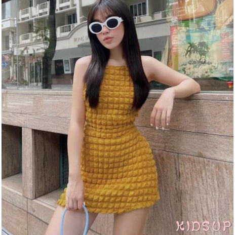Set Áo Sát Nách Cổ Tròn + Chân Váy Cạp Cao Họa Tiết Màu Sắc Trơn Cho Nữ