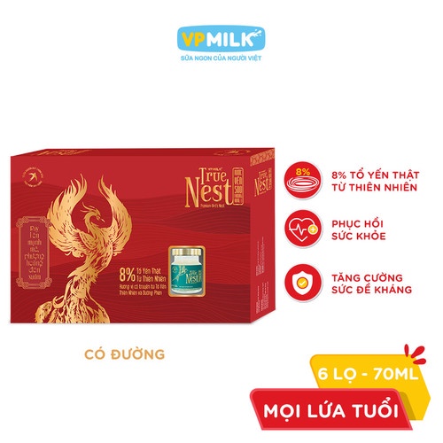 Tổ Yến Nguyên Chất Chưng Gừng VPMilk True Nest (Gift set 6 lọ x 70 ml)