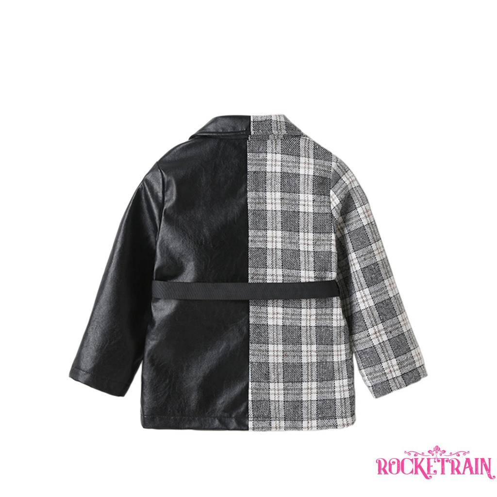 ❉Vi VI☽Áo khoác da tay dài thời trang cho bé