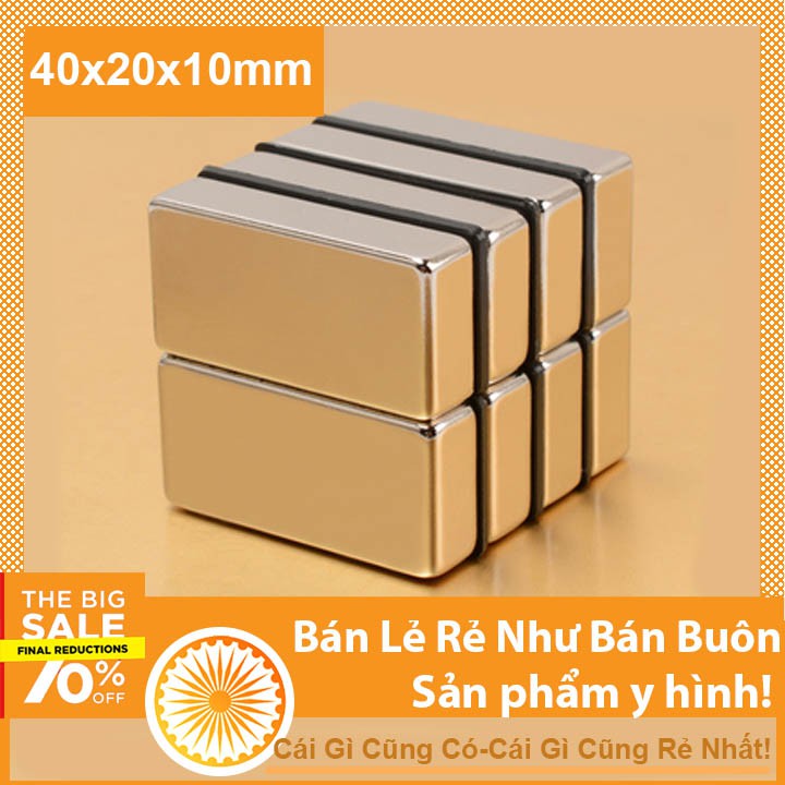 Nam Châm Đất Hiếm 40x20x10mm Nam Châm Trắng