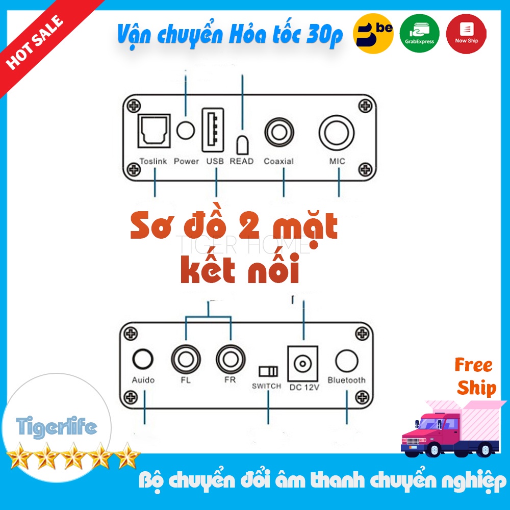 Bộ chuyển đổi âm thanh, cổng quang ra av 3.5 tích hợp bluetooth, USB, Micro karaoke cho chất âm chuyên nghiêp có angten