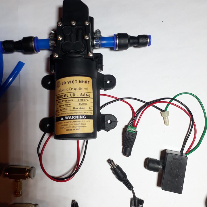 bộ phun sương làm mát, tưới lan - máy bơm áp lực 12v có điều tốc - BỘ PHUN SƯƠNG 15 BÉC