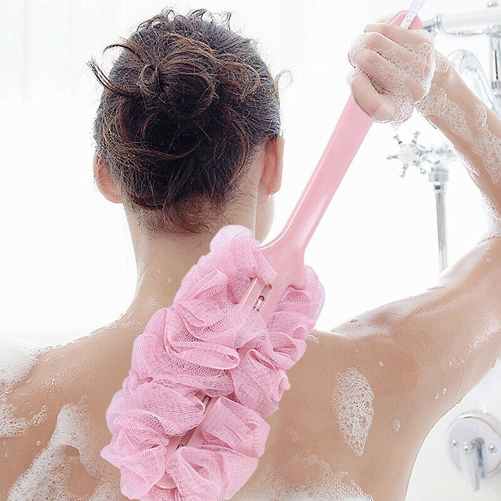 XIANSTORE Bath Bubble Exfoliating Scrubber Hanging Back Body Bath Wipe Gauze Long Handle Back Brush