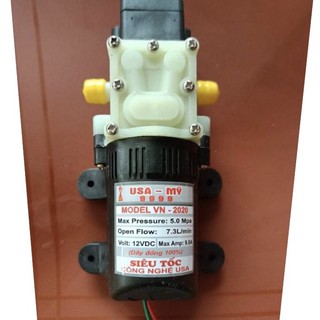 Bơm Tăng Áp Mini Hồi Lưu 12v 220v Tự Ngắt Mỹ USA 7.3 Lít/P Phun, Tưới Lan.