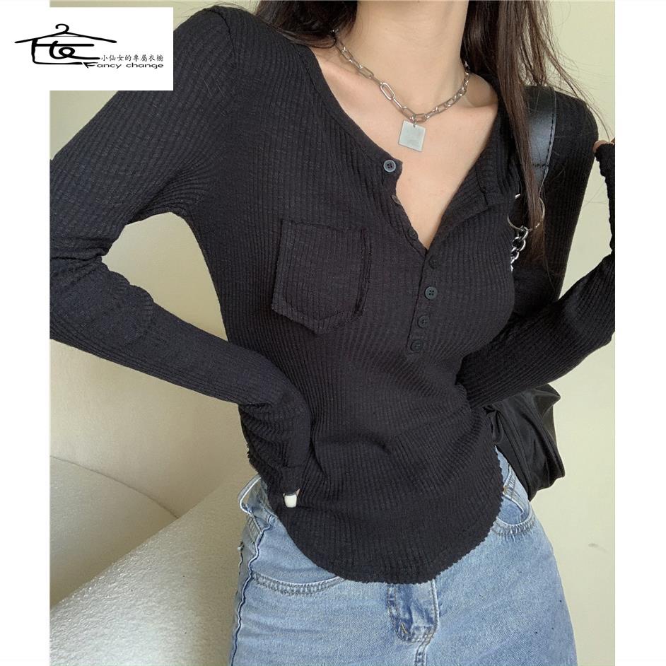 Áo Thun Dệt Kim Vải Lụa Mỏng Cổ Chữ v Thời Trang Mùa Hè Dành Cho Nữ