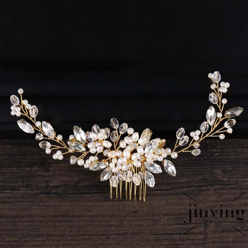 GETNOIVAS Lược cài tóc dạng dây đính hạt ngọc trai xinh xắn thời trang cho nữ