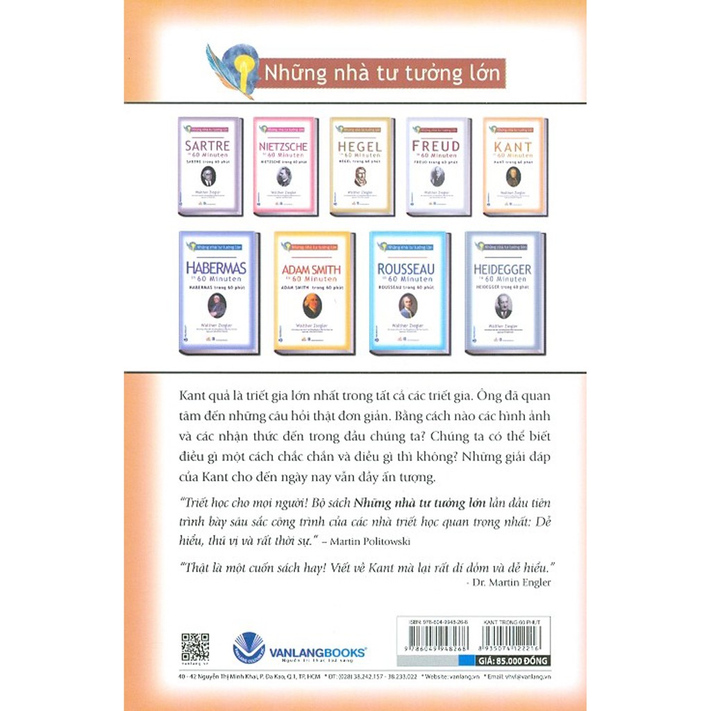 Sách - Những Nhà Tư Tưởng Lớn - Kant Trong 60 Phút