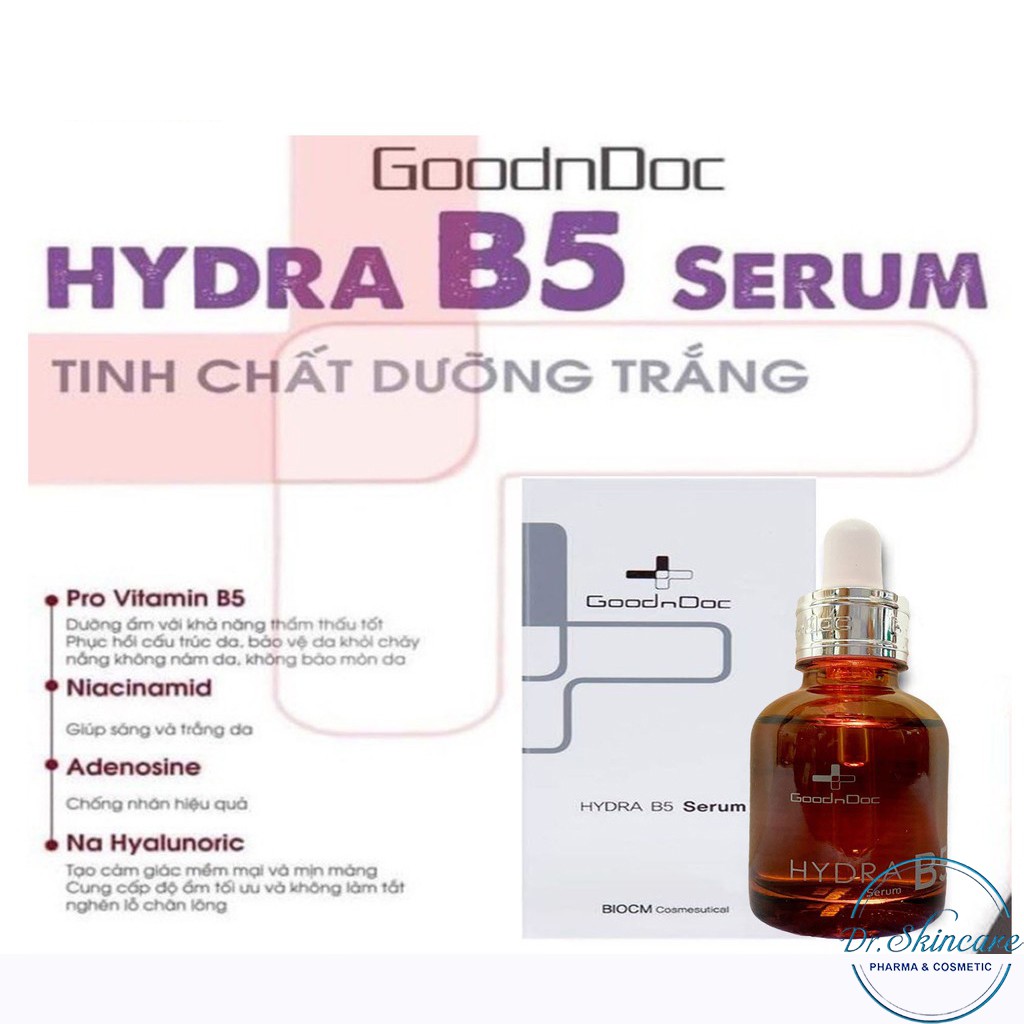 [CHÍNH HÃNG] Serum dưỡng ẩm trắng sáng da, mờ thâm nám, chống lão hóa GOODNDOC HYDRA B5 SERUM 30ml