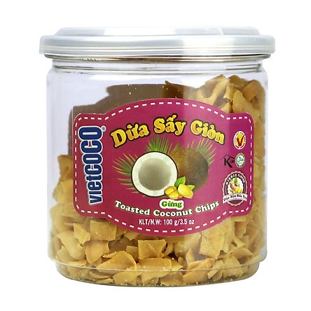 Dừa Sấy Giòn VIETCOCO Snack Dừa Vị Tỏi Ớt Và Nguyên Vị , Dùng Ăn Vặt, Dùng Chung Với Nước Giải Khát, Làm Bánh -Hũ 100gr | BigBuy360 - bigbuy360.vn