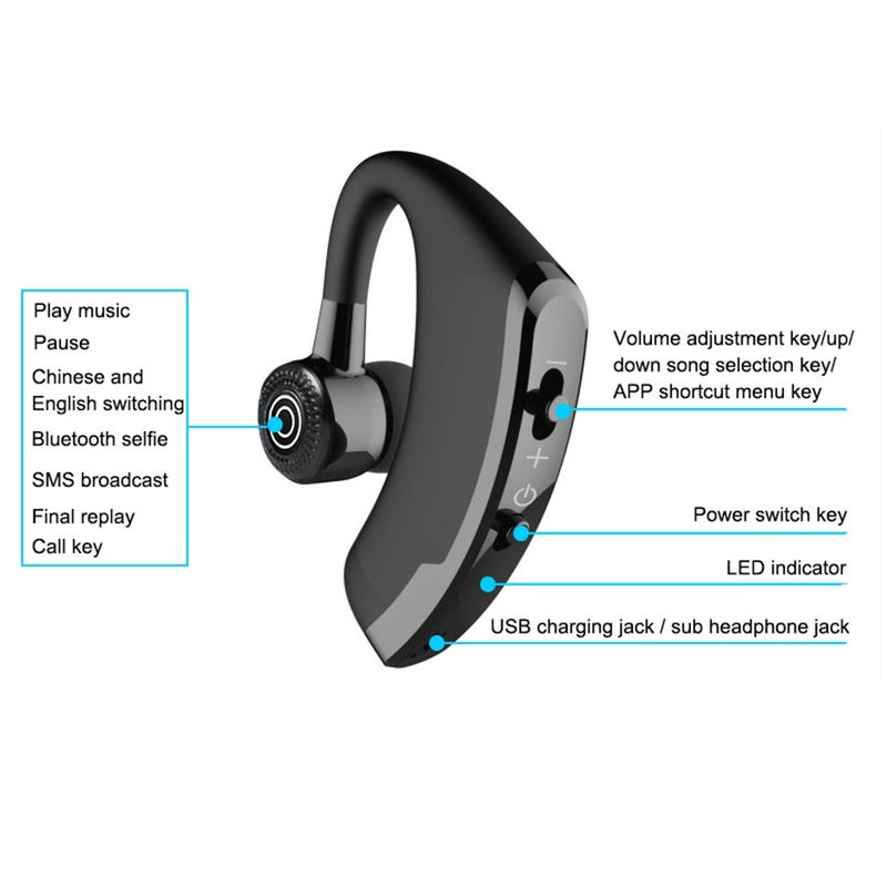 Tai nghe không dây V9 Bluetooth 5.0 tích hợp mic thích hợp cho Android IOS