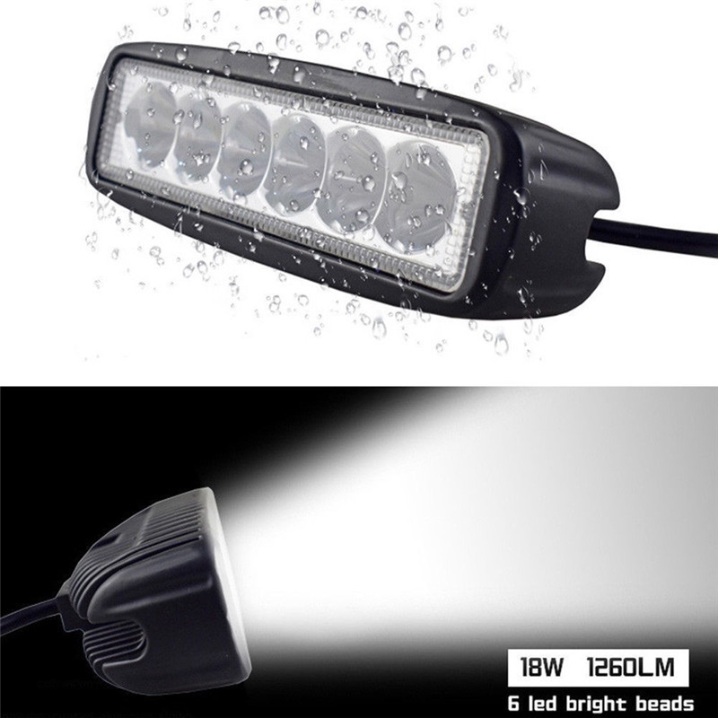 Set 2 Đèn Led 18w 6000k Chuyên Dụng Cho Xe Hơi / Xe Tải / Tàu Thuyền