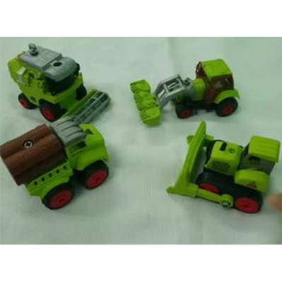 Đồ Chơi Túi 4 Xe Ô Tô Nông Nghiệp Máy Cày Tặng Kèm Tua Vít cho Bé