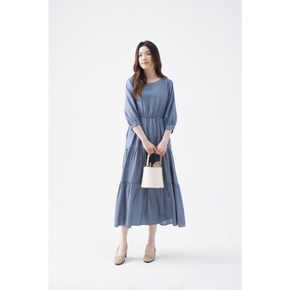 Váy All-day Cloudy Tủ Nhà Mây dài dáng xoè ba tầng tay lửng màu xanh vavy,cam đất,be