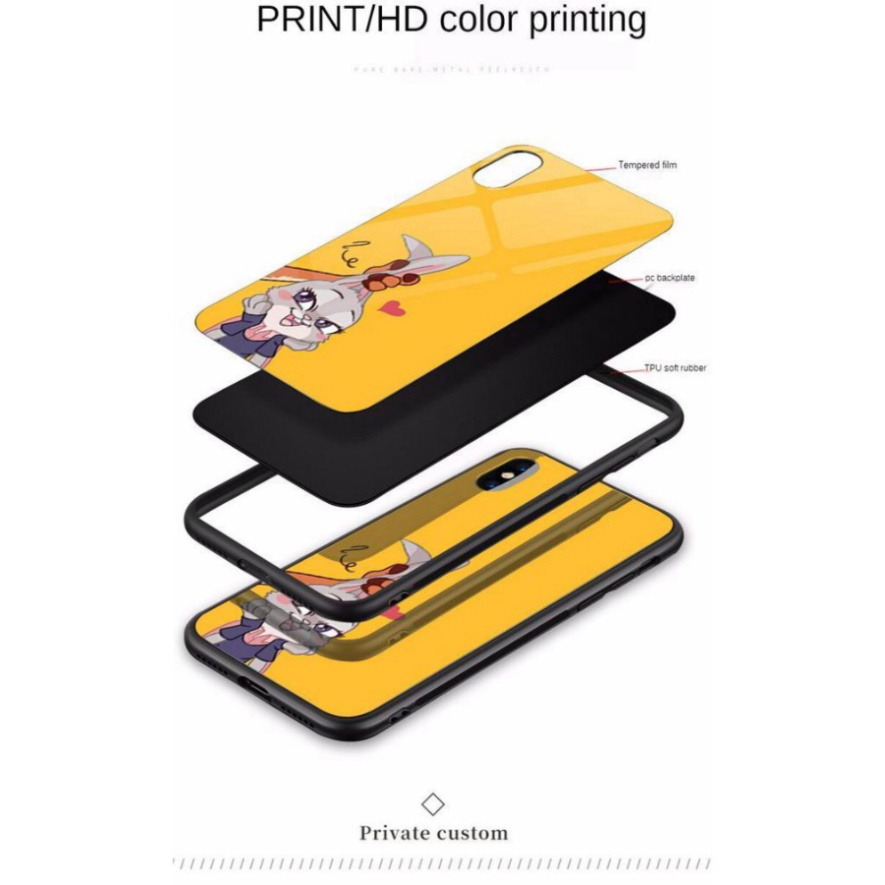 Ốp lưng iphone 6, 7, 8 Plus, X, XS, XR, XSMAX, 11, 11PRO, 11 PROMAX, 12, 13 PROMAX THỎ VÀ CÁO BẰNG KÍNH PKVN