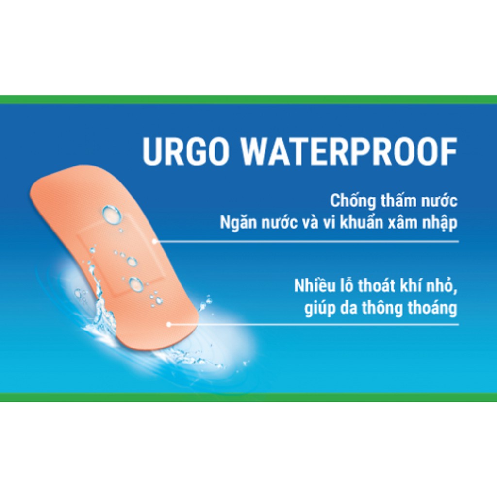 Băng Cá Nhân Dành Cho Các Hoạt Động Dưới Nước Waterproof Urgo 10 Miếng