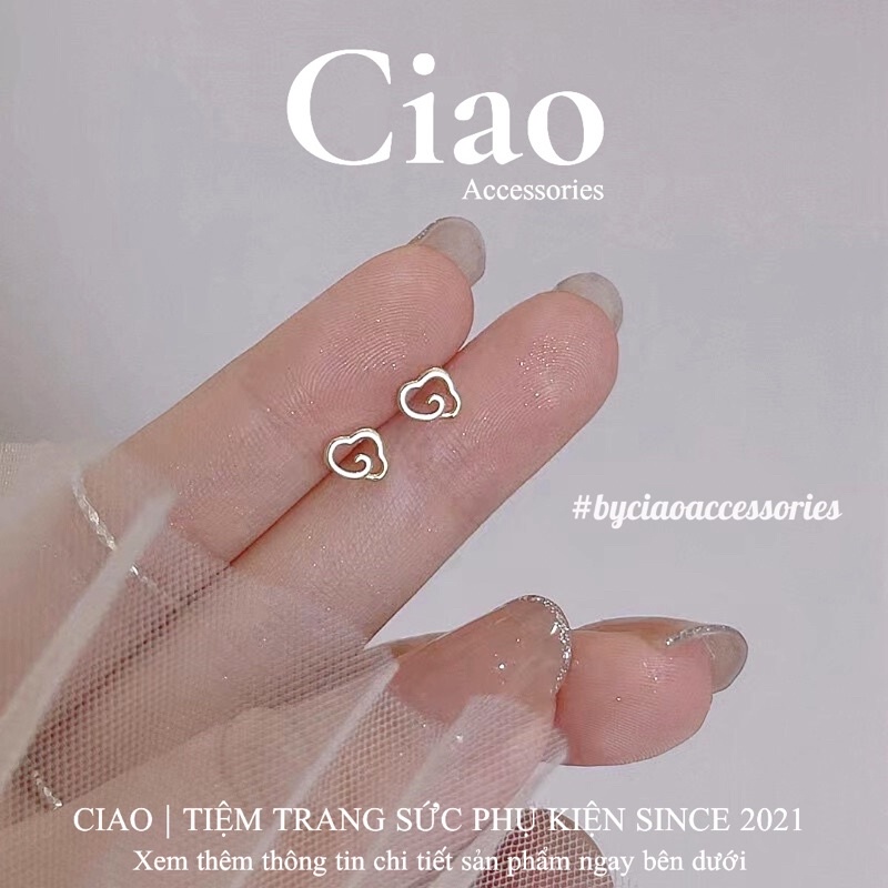 Khuyên tai/ Bông tai mạ bạc S925 thiết kế hình mây đơn giản Cloud Tiny Ciao