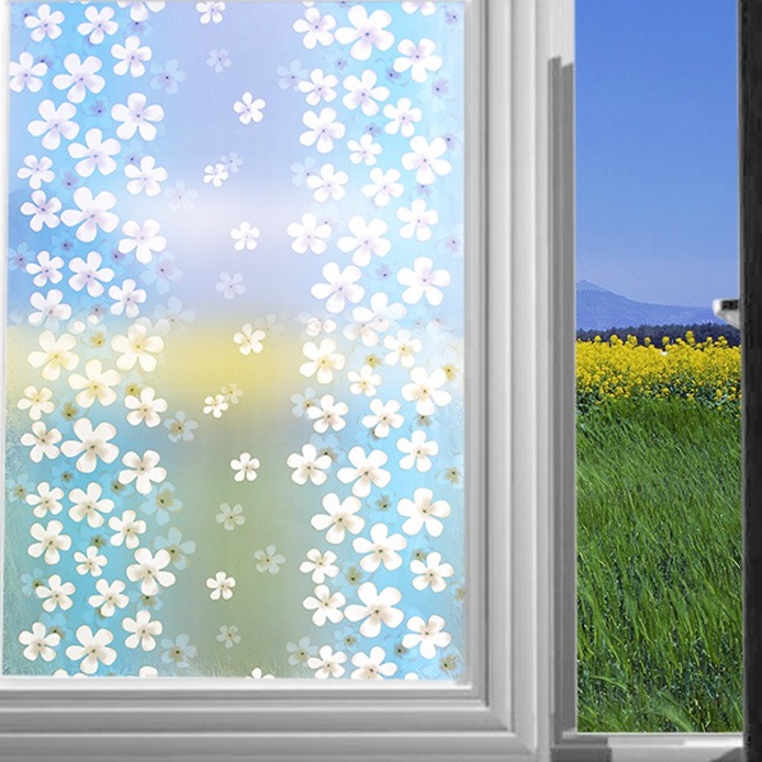 Giấy dán kính hoa lài xanh dương - khổ rộng 0.45m