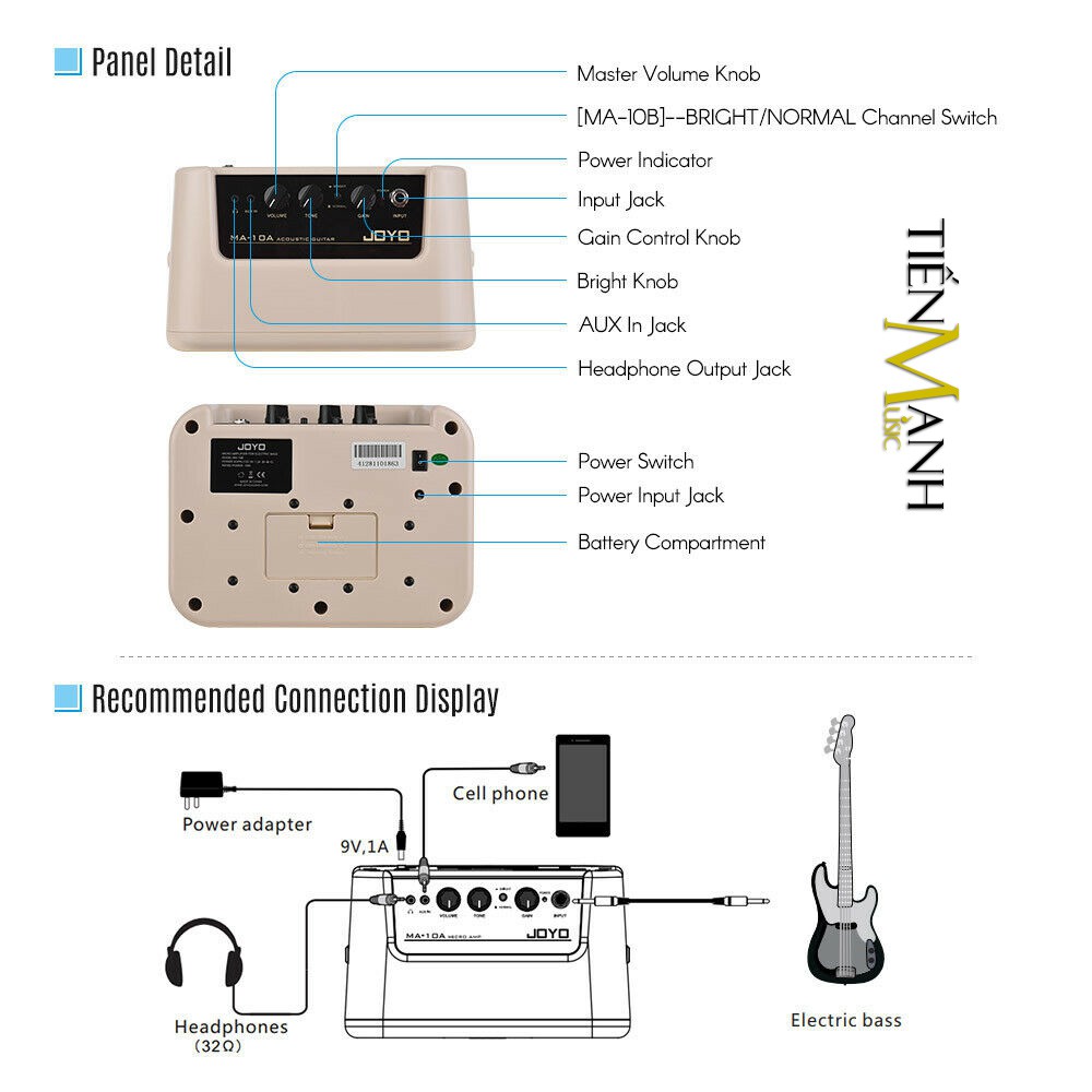 Ampli Khuếch Đại Âm Thanh Cho Đàn Bass Guitar JOYO MA-10B (Loa Amplifier 10W) 100% Chính hãng nhập khẩu Tiến Mạnh Music