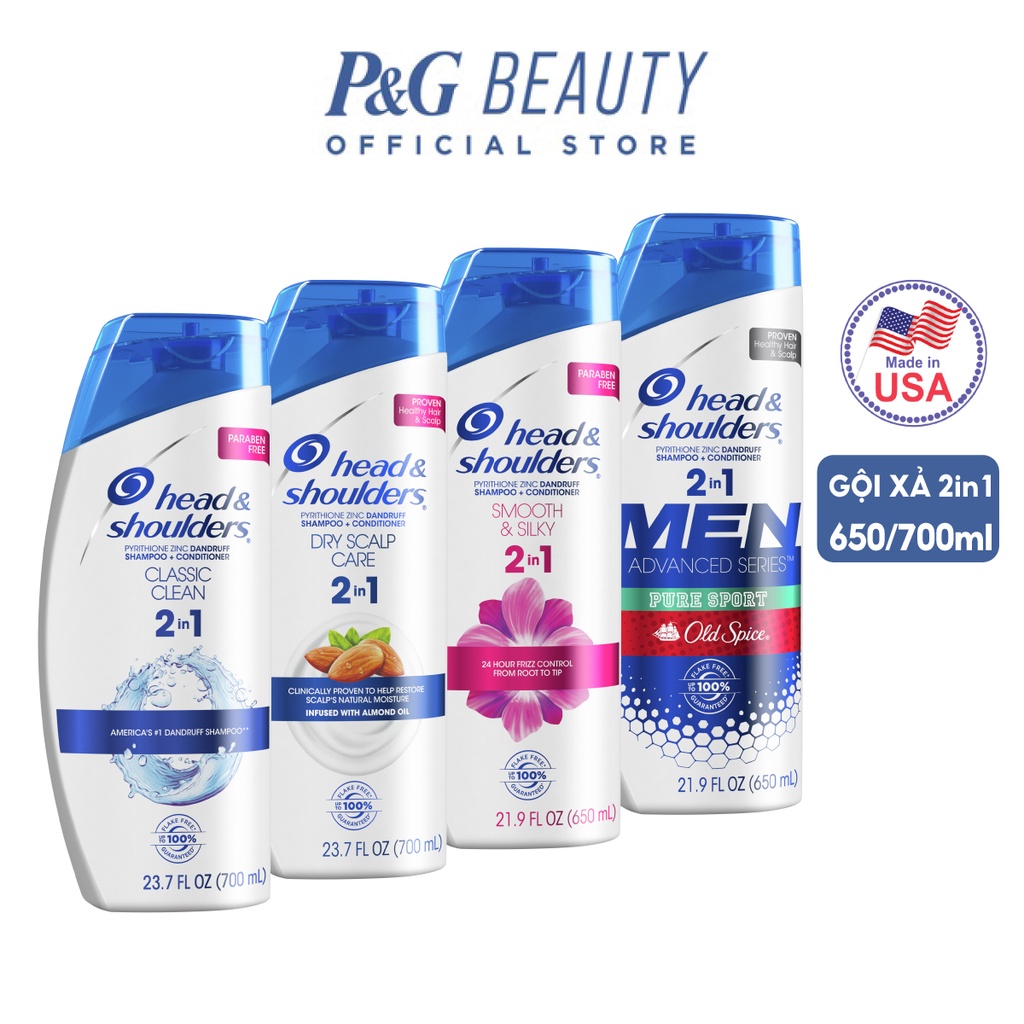 Dầu Gội-Xả 2in1 HEAD & SHOULDERS Chai 650/700ML Nhập Khẩu Mỹ (Nhiều Mùi Hương)
