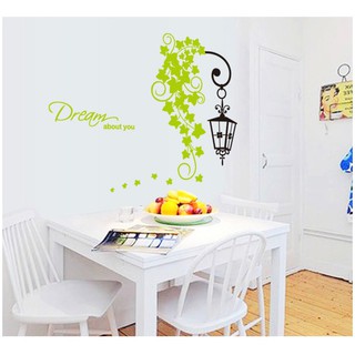 Decal dán tường trang trí tạo không gian đẹp mắt sáng tạo Chùm lá xanh