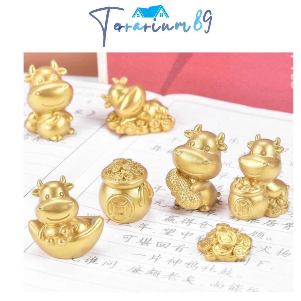 Tượng trang trí phong thủy Trâu Vàng thần tài may mắn