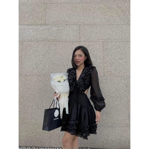 Đầm dự tiệc khoé eo tôn dáng tùng nhún bèo cực dễ thương