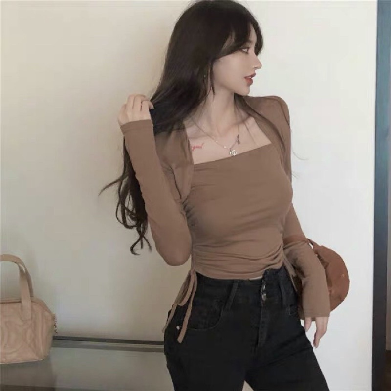 [FREESHIP - HÀNG LOẠI 1] ÁO LEN ZIP CỔ U CHÉO DÚT 2 BÊN SƯỜN 2 MÀU SIÊU XINH