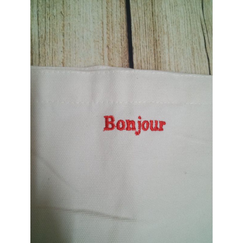 Túi vải thêu_ Túi Ulzzang vải canvas thêu Bonjour