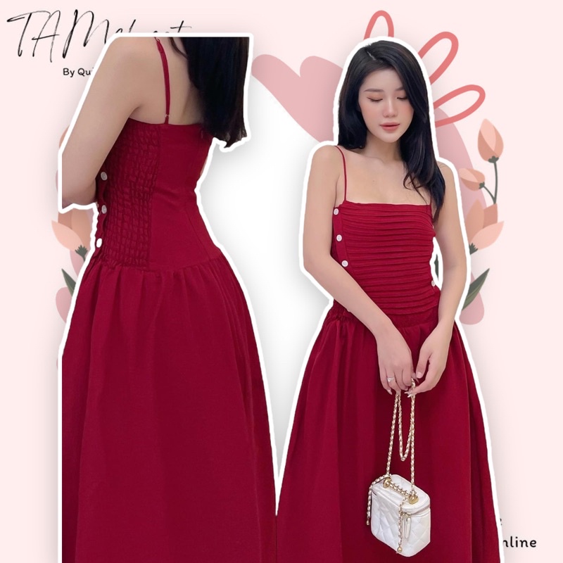 Đầm maxi 2 dây nhún sườn TK1209