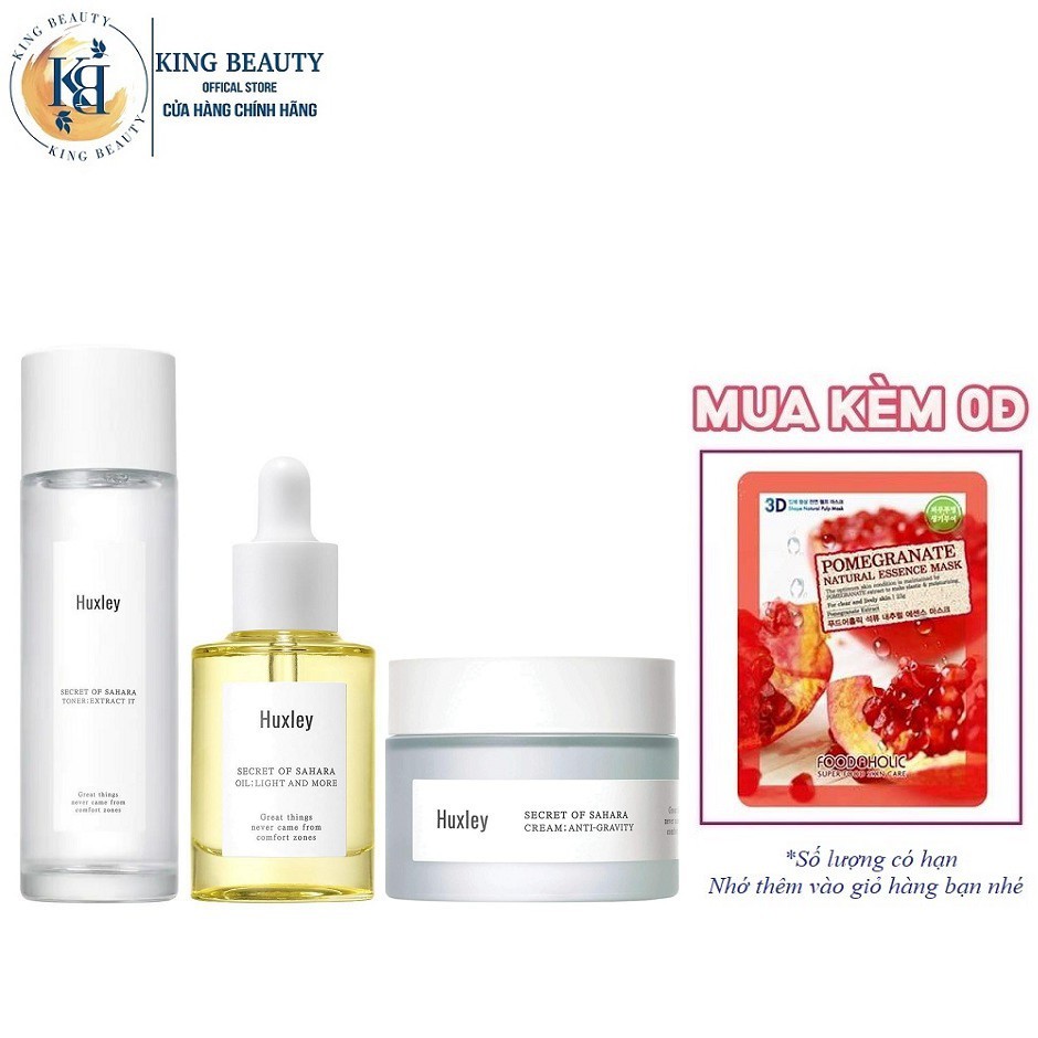 Bộ 3 Sản Phẩm Chống Lão Hóa, Dưỡng Ẩm Da Huxley( Toner 120ml + SR Light And More 30ml + Kem Anti-Gravity 50ml)