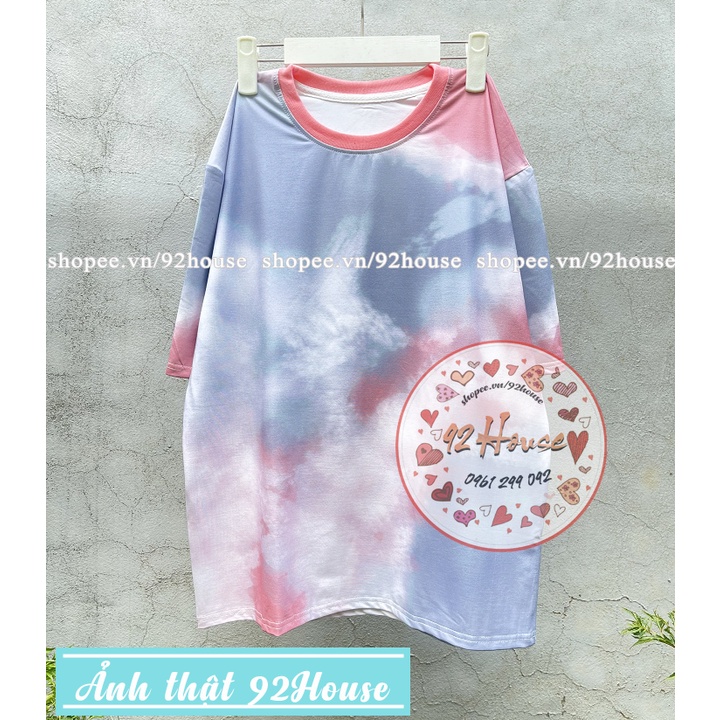 Áo thun unisex nam nữ loang màu xám cà rốt freesize form rộng tay lỡ